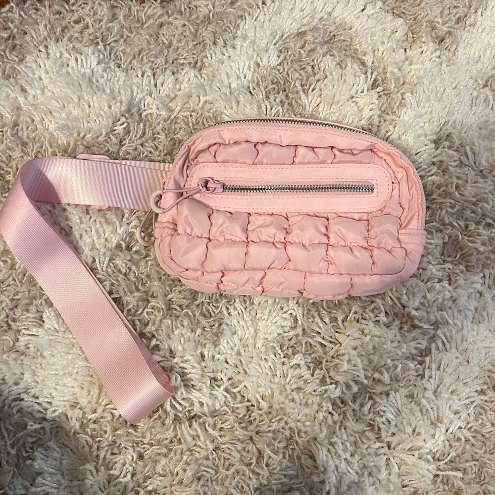 Pink Quilted Belt Bag
